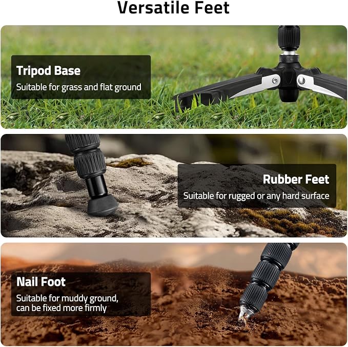 CVLIFE Hunting Monopod Shooting Stick Tripod Gun Rifle Crossbow Rest | Tiltable and Horizontally Rotatable Tri-Stand Tripod Base, 20.5"-66.1" Height Adjustment, Aluminum, for Hunting Shooting - Image 5