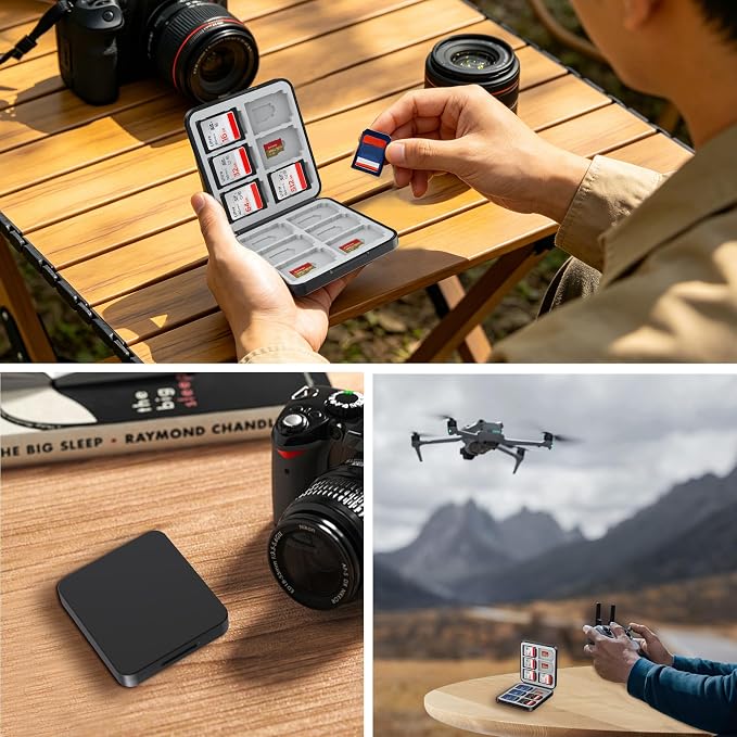 HEIYING Memory Card Holder with 24 Card Slots for SD and Micro SD Cards | 12 SD + 12 Micro SD Slots, Magnetic Closure, Compact Portable Storage case with Soft Silicone Interior for Card Protection - Image 7