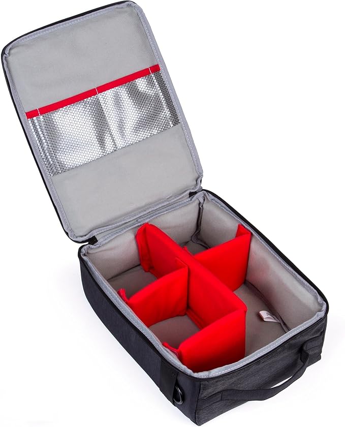 G-raphy Camera Insert Bag Lenses Cases with Large Capacity Camera Case Dividers with Grab Handle and Removal Strap Shockproof for DSLR SLR Mirrorless Cameras and Other Photography Accessories (Grey) - Image 3