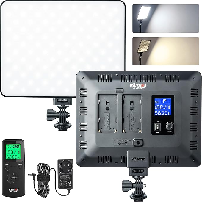 VILTROX VL-200T Bi-Color Dimmable LED Video Light with Remote Wireless Control,Ultra Thin 3300-5600K CRI95+ Studio Photography Panel for Photography TikTok YouTube Twitch Live Streaming Zoom Meeting by ViltroxOfficial