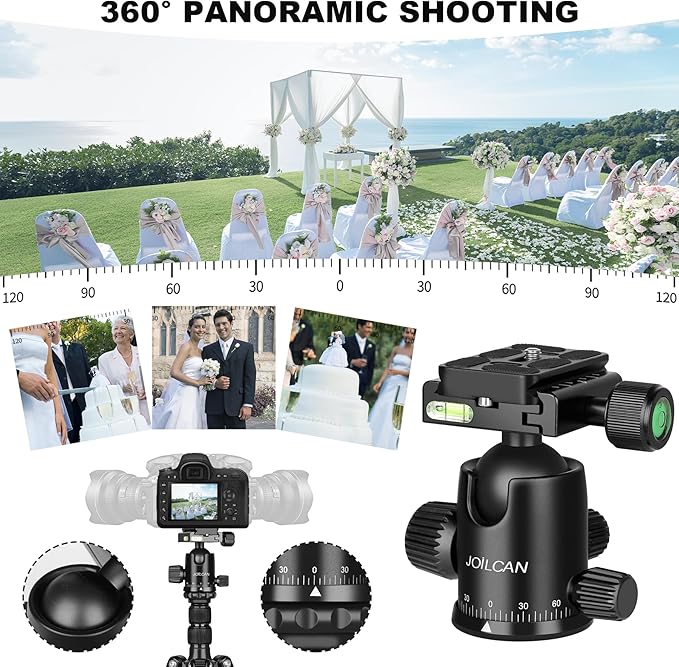 80/85 inches Heavy Duty Tripod for Camera Phone, 85" Camera Tripod Monopod | Tripod Stand for DSLR Binoculars Spotting Scope Camcorders Video, 360 Degree Ball Head, 35 lbs Loads - Image 6