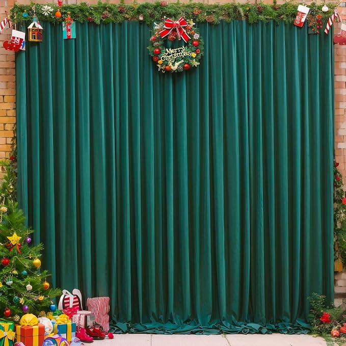 Hunter Green Backdrop Curtain-Wrinkle-Free Polyester Fabric Green Photography Curtains for Wedding Party Photo Background Decorations- 32 X10FT (Hunter Green) - Image 9