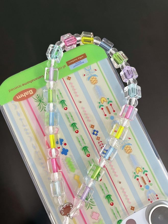 Drawwind Phone Charm Strap Cute Wrist Straps Cell Phone Charm String Y2K Aesthetic Lanyard Wristlet Chain for Case Camera AirPods Bags Keychains (Ice Cube) - Image 4