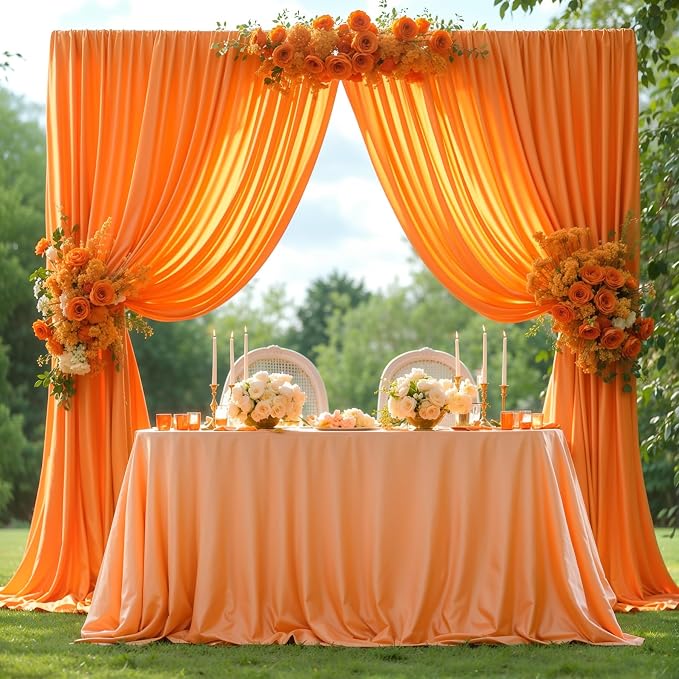 Orange Backdrop Curtains 4 Panels - Wrinkle-Free Polyester Photography Drapes for Baby Shower & Birthday Party - 16 X 10FT - Image 7