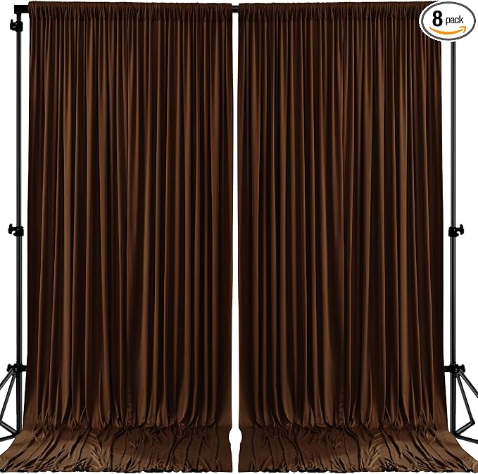 8ftx10ft Wrinkle Free Brown Backdrop Curtain - 10 Feet Photography Backdrop Drapes, Silky Polyester Back Drop Cloth for Wedding Baby Shower Balloon Arch Background by Unknown