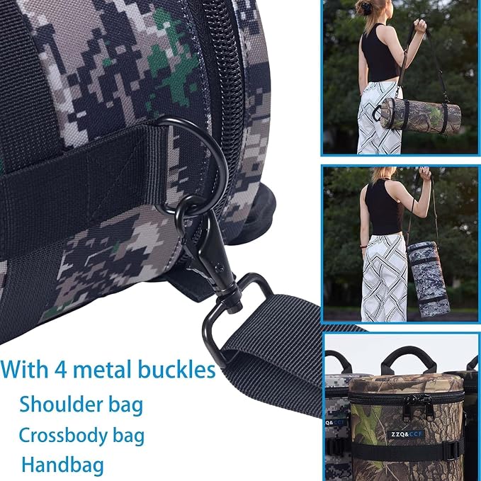 ZZQ&CCF Camera Lens Case Bag for Nikon Z 600 F/6.3 VR S/AF-S 500, for Sony FE 300 F/2.8 GM OSS/Sigma 150-600 etc.,Water Resistant Protective Camera Lens Pouch for Super Telephoto Zoom Lens #Black Camo - Image 7
