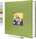 Large Photo Album Self Adhesive, DIY Scrapbook Album for 4x6 8x10 Pictures, 40 Pages Matcha Linen Cover Memory Book, Ideal Gift for Family Travel Wedding Baby Christmas Anniversary by HoneyTolly