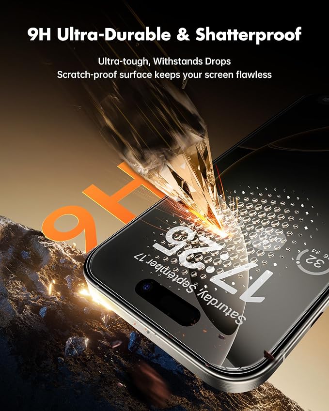 UNBREAKcable Privacy Screen Protector for iPhone 16 Pro Max, 2-Pack | True 28° Anti-Spy, Shatterproof Tempered Glass, 9H Hardness, Easy Install, Bubble-Free, Anti-Scratch, Case Friendly - Image 4