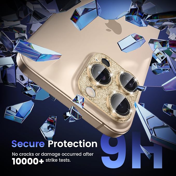 Tensea for iPhone 16 Pro Max/16 Pro/14 Pro Max/14 Pro Camera Lens Protector | Metal Bling Aluminum Alloy Tempered Glass Cover Camera Screen Protector Accessories, Case Friendly - Image 4