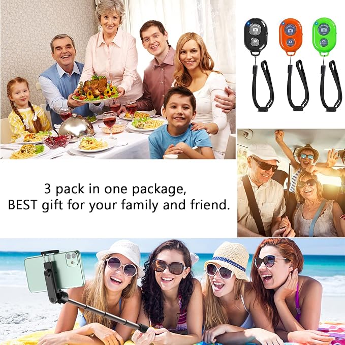 Wireless Remote Shutter for Cellphones and Tablets (3 Pack), AOQIYUE Bluetooth Remote for iPhone/Android Camera Control, Selfie Clicker for Photos and Videos - Wrist Strap Included - Image 7