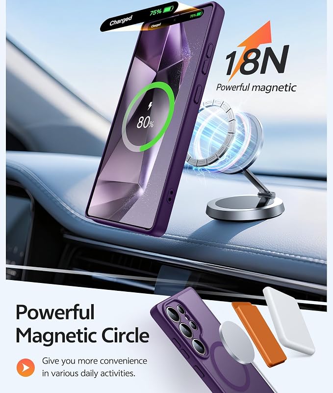 FNTCASE for Samsung Galaxy S24 Ultra Case, Compatible with Magsafe Purple | Screen Protector, Full Camera Protection, Translucent Matte, 14FT Military Grade Drop Proof, Protective Phone Cover - Image 3
