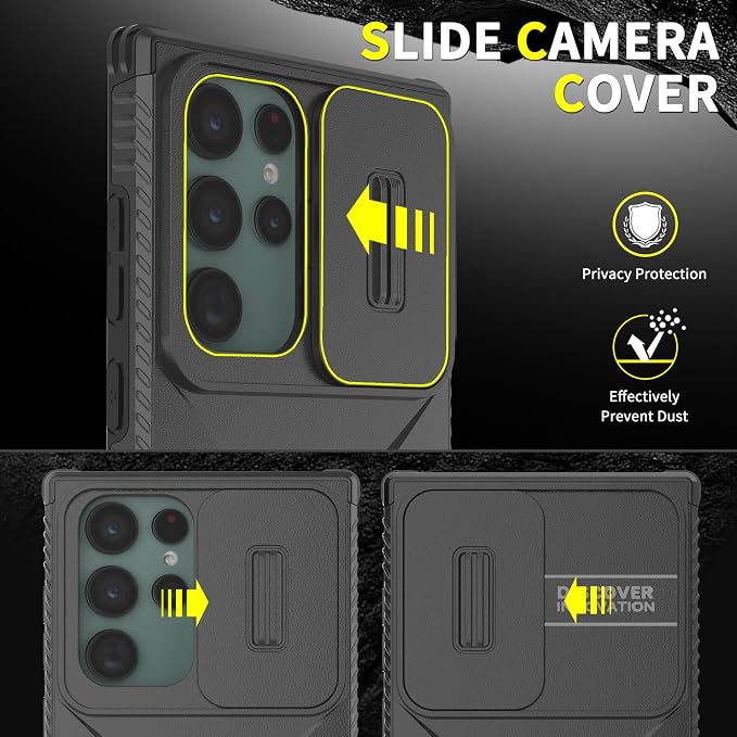 for Galaxy S22 Ultra Case with 1 HD Screen Protector & Slide Camera Cover [Military-Grade] Phone Case Heavy Duty Rugged Shockproof Protective Cover for Samsung Galaxy S22 Ultra(Black) - Image 4