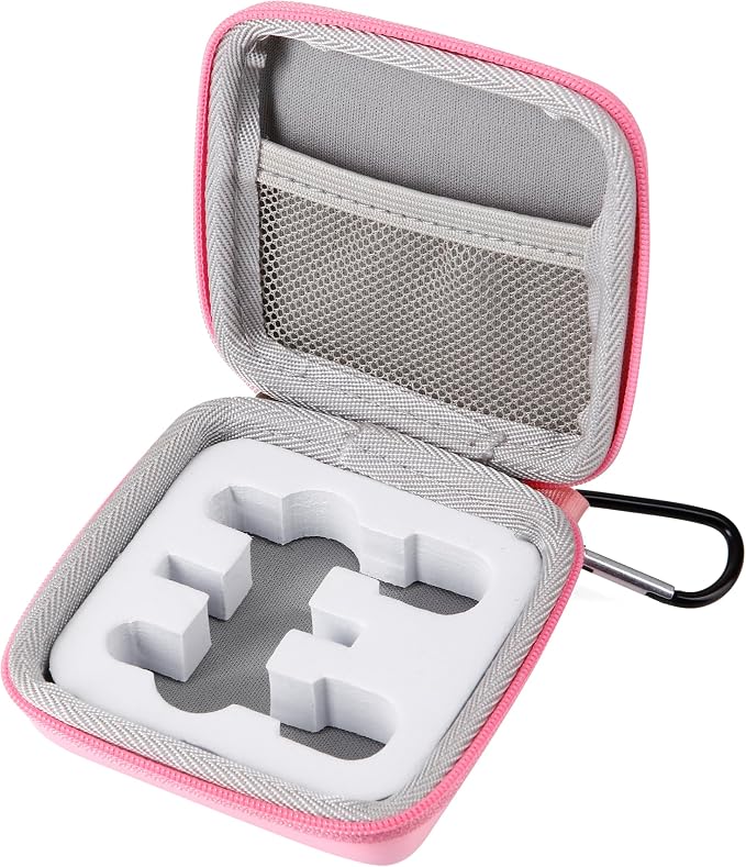 Hard Travel Carrying Mic Case Wireless Lavalier Microphone Case with 3 Slots for Wireless Lavalier Microphone Lapel clip-on Mic (Pink) by HanZhiQiang