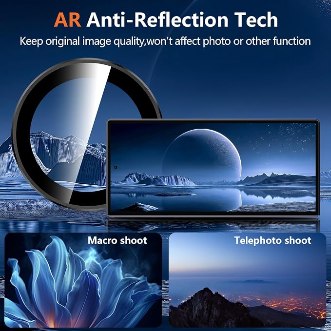 for Samsung Galaxy Z Fold 8 Ultra Camera Lens Protector, Individual Metal Ring Tempered Glass Lens Cover, [Strong Adsorption] Scratch Resistant Ultra-Thin HD Clear Lens Cover, 1 Set-Black Ring - Image 3