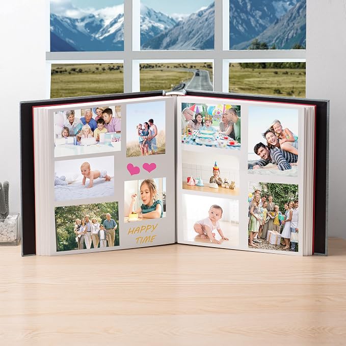 HoneyTolly Large Photo Album Self Adhesive, DIY Scrapbook Album for 600 Photos, 13"x12.6" 120 Pages Linen Cover Memory Book(Green) - Image 3