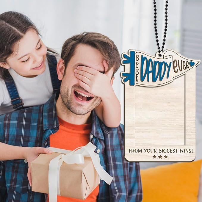 Personalized Best Dad Ever Picture Frame, Car Visor Picture Frame, Car Picture Holder,Gift for Dad Car Accessories, Father Day Gifts,Car Picture Wooden Frame, Drive Safe Daddy Visor Clip Biggest Fans - Image 2