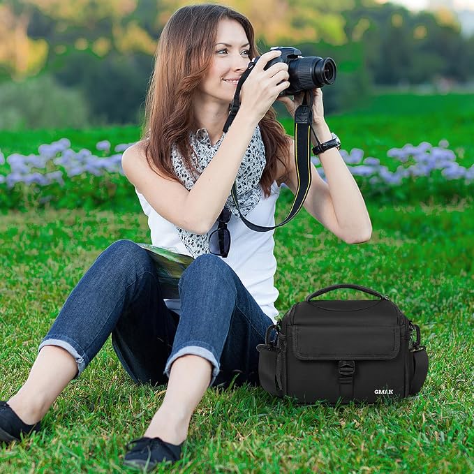 Camera Carrying Case, Camera Storage Bags Anti-Shock Crossbody Camera Case | Compatible for Canon, Nikon, Sony, Fuji DSLR/SLR/Mirrorless Cameras, Lens and Accessories, 9''× 4.7''× 7.5'', Black - Image 7