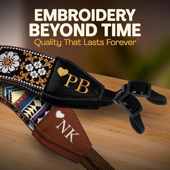 Art Tribute Camera Strap Personalized With Name - Shoulder, Crossbody & Neck Camera Strap for Photographers, Fits All Cameras, Canon Nikon Sony Fujifilm, Padded Strap W/Quick Release & Leather Ends - Image 4