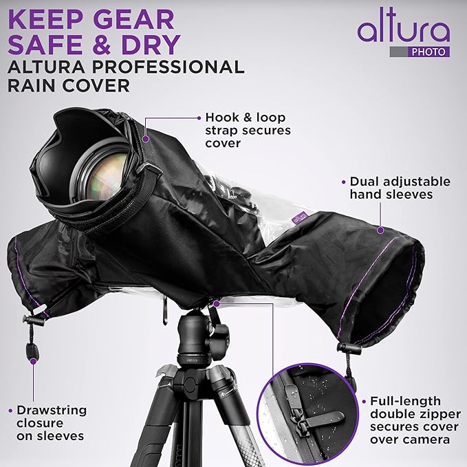 Altura Photo Camera Rain Cover, Waterproof Lens Jacket for Canon Sony Nikon | Professional Grade DSLR Weather Gear with Hand Sleeves for R6 Mark II & More - Image 2