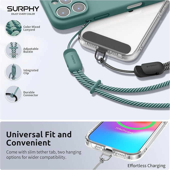 SURPHY 3 Pack Phone Wrist Strap, Phone Lanyard with Cellphone Tether Tab | Phone Strap Charm, Camera Wrist Strap with 2-Color Braided, Phone Wristlet, Wrist Lanyard for Case - Image 2