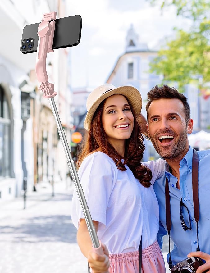 41'' Tripod for Phone, Extendable Selfie Stick with Wireless Remote, Aluminum Cell Phone Tripod Stand 360°Rotate Lightweight & Portable Compatible with iPhone/Android (Pink) - Image 8