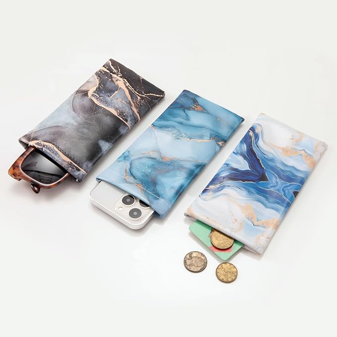 TRIUMPH VISION Eyeglass Case Glasses Case Soft Sunglass Pouch Sleeve 3 Pack | Slim Lightweight Alternative to Bulky Case, Leather Lined Protect Lens, Squeeze Easy to Use, Stylish Portable for Daily Use - Image 6