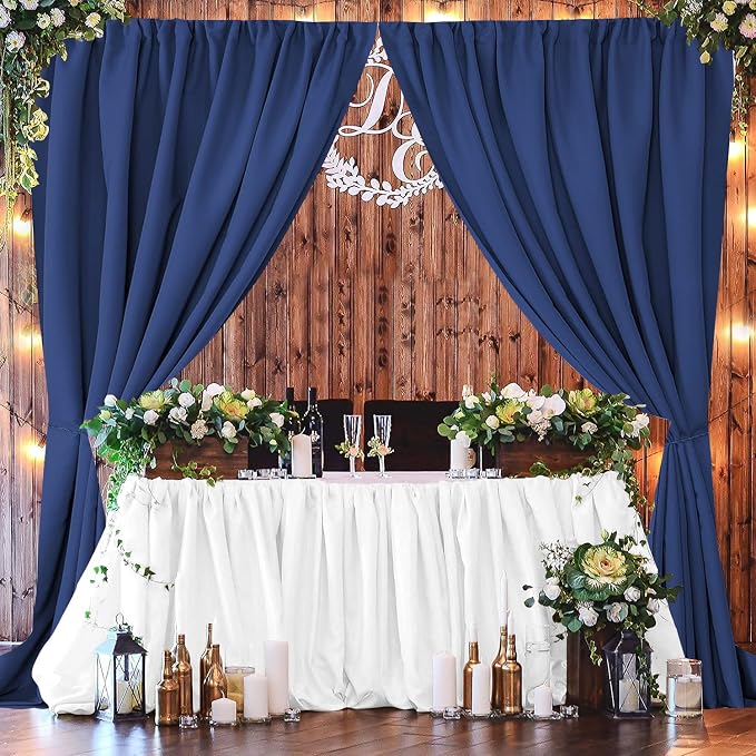 Joydeco Bluey Birthday Decorations Backdrop Curtain for Parties, Wrinkle Free Blue Curtains Photo Backdrop for Wedding Decor, Graduation Baby Shower Party Photography(5ft x 7ft, 2 Panels) - Image 3