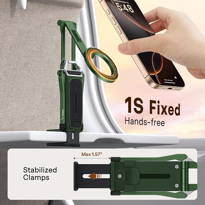 OMOTON TP02 360°Rotating Adjustable Aluminum for MagSafe Tripod Mount,Green | Magnetic Phone Tripod for iPhone 17/16/15 Pro Max Air, Foldable Cell Phone Stand Fits Vlog, Gym Travel Essentials Accessories - Image 3