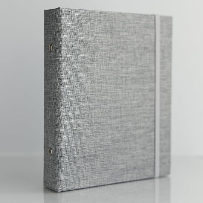 Photo Album For 2X6 Photo Booth Slip In Strips And 4X6 Pictures - 6 Ring Notebook Binder With 20 2 By 6 Sleeves - Fits 80 Photobooth Prints (SIMPLE GREY - LINEN HARDCOVER, 2X6) - Image 2
