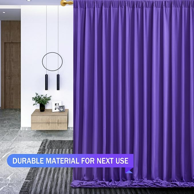 Purple Backdrop Curtains 2 Panels-Wrinkle-Free Purple Curtains Polyester Photography Drapes for Baby Shower Birthday Party Photo Background Backdrop Stand- 8 X10FT - Image 7