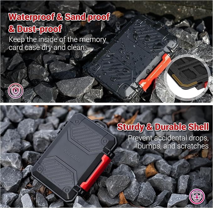 Memory Card Case with 18 Slots, IP67 Waterproof Anti-Shock Travel Camera Memory Card Holder for 8 SD SDHC SDXC Cards & 4 MicroSD TF MSD & 4 CFexpress Type-A Cards & 2 Nano SIM Storage - Green - Image 4