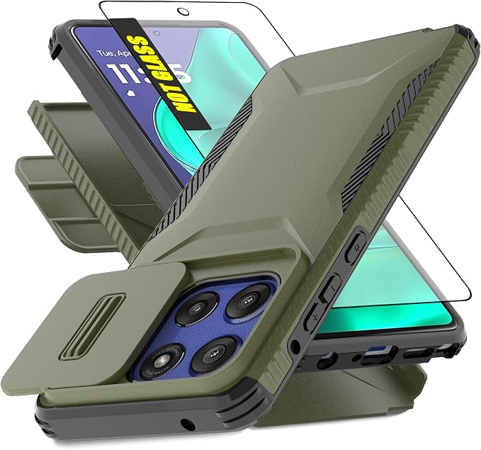 for Motorola G Stylus 5G 2025 Case with Built-in Slide Camera Cover & Screen Protector, [2 in 1] Heavy Duty Rugged Shockproof Protective Cover for Moto G Stylus 5G 2025(Pine Green) by AWZHYDT