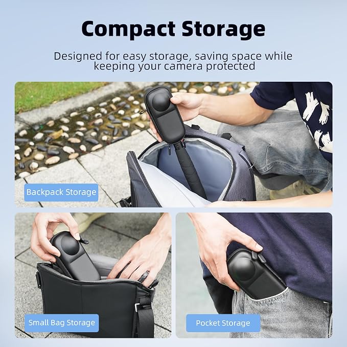 BRDRC Portable Small Case for Insta360 X4 X5 (for Original Lens Cap), Carrying Storage Bag Protective Cover Hard Shell Travel Protector with Wrist Strap Carabiner for Insta 360 X4 X5 Accessories - Image 6