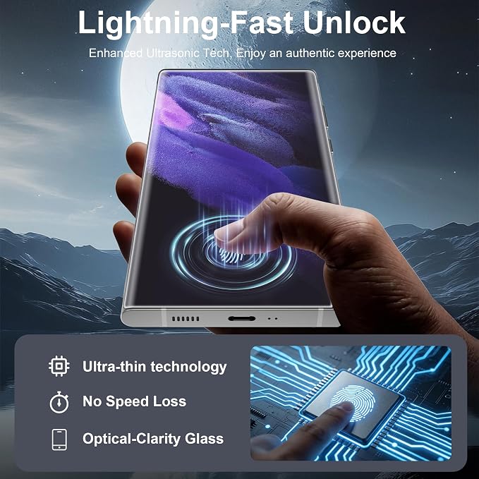WILLONE 2+2 Pack for Samsung Galaxy S21 Ultra Screen Protector | Camera Lens Protector, 9H Tempered Glass, Fingerprint Unlock, HD Clear, Phone Case Fit - Image 2