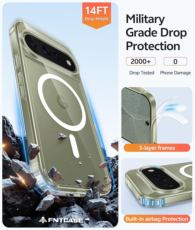 FNTCASE for Google Pixel 11 Pro XL Case, Fit for Magsafe, Screen Protector | Anti Yellowing Magnetic Back, 14FT Military Grade Drop Protection, Shockproof Protective Phone Cover, Transparent - Image 5
