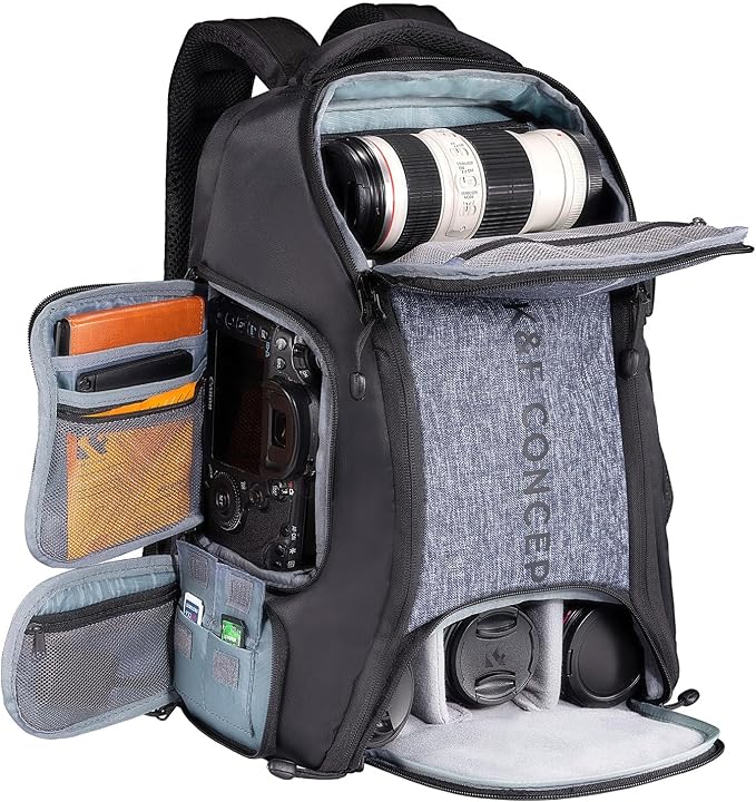 K&F CONCEPT Camera Backpack,25L Large Capacity Camera Bag for Photographers | Raincover, 15.6 Inch Laptop Compartment, Compatible for Canon/Nikon/Sony/DJI Mavic Drone, B10 by KFCONCEPT