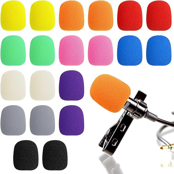 20 Pack Mini Headset Mic Foam Covers,Small Microphone Windscreens Headset for Noise Reducing Foam Protection Studio Recording Accessories Lapel and Lavalier Microphones by Augshy
