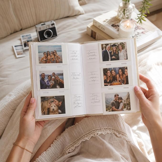 Beautiful Polaroid Photo Album for Instax Mini - Velvet Cover, 60 Pages | Holds Your Polaroid Pictures - Ideal Wedding Guest Book and Keepsake with Secure Elastic Band to Preserve Precious Memories - Image 2