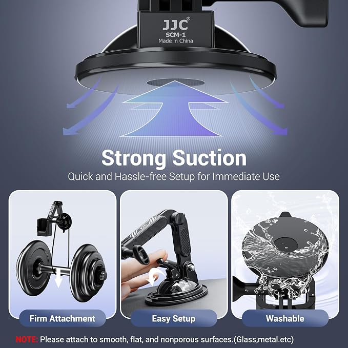 JJC Suction Cup Mount for DJI Osmo Pocket 4 3 Xtra Muse,with Extension Arm | Modular Foldable Car Mount Windshield Dashboard Hood Holder with Cold Shoe Mount,Expansion Adapter,Detachable - Image 3