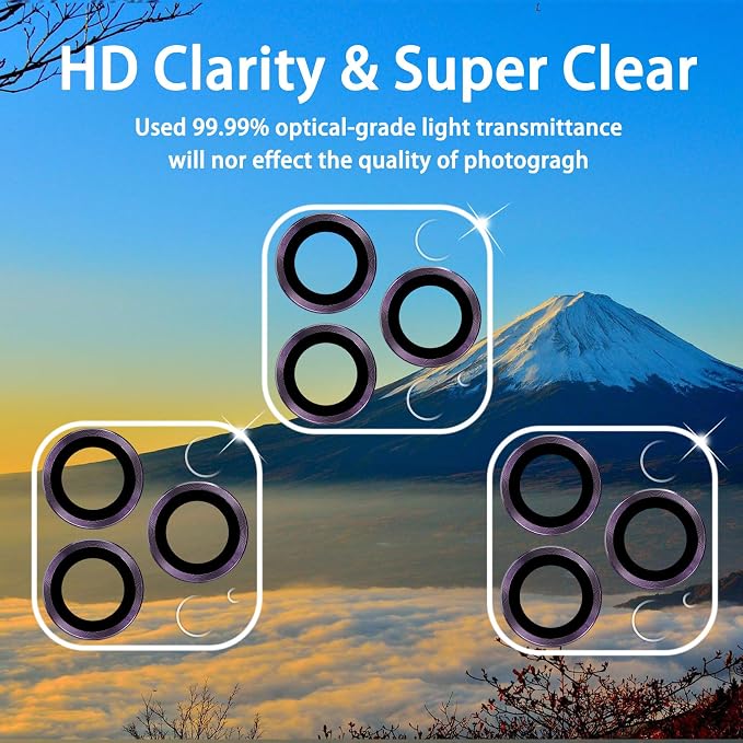 Dengduoduo 3 Pack Tempered Glass Camera Lens Protector for iPhone 14 Pro 6.1" & iPhone 14 Pro Max 6.7", Ultra HD, 9H Hardness, Anti-Scratch, Case Friendly, Easy to Install [No Affect on Night Shots] - Image 3