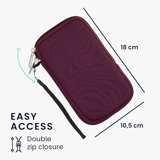 kwmobile Universal Phone Pouch Size L - 6.5" - Neoprene Smartphone Pouch with Zip - Water-Repellent Mobile Phone Case - Sleeve in Berry - Image 6