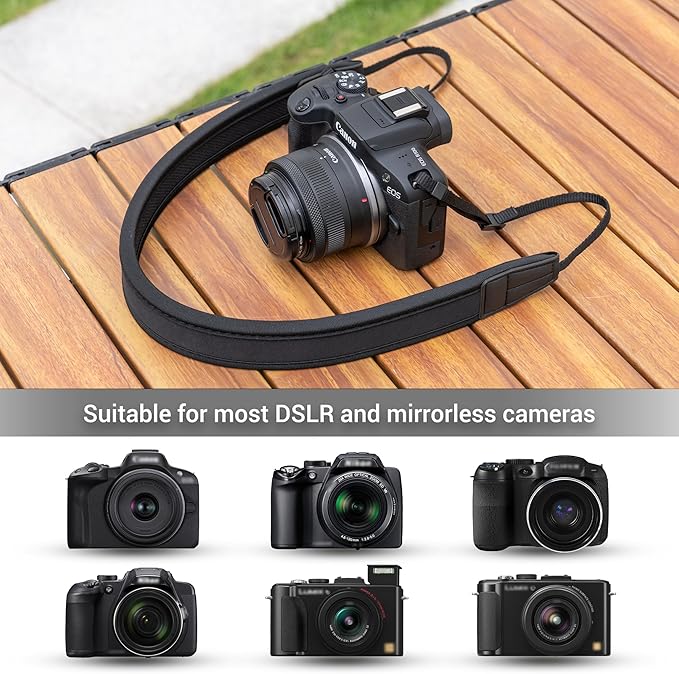 JJC Neck Shuolder Strap for Canon EOS R50V R50 R100 M50 Mark II, Neoprene | Camera Strap with Quick Release, 23.6-43.3" Adjustable, Soft Padded for Comfort - Image 3