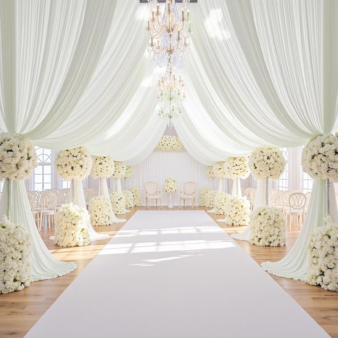 50x12 ft Ivory Backdrop Curtains for Weddings Parties, Birthdays and Photos | 10 Panels 5x12 ft, Wrinkle-Free Polyester Drapes, Washable, Ironable, 4 in Rod Pocket for Baby Showers Photography Background - Image 9