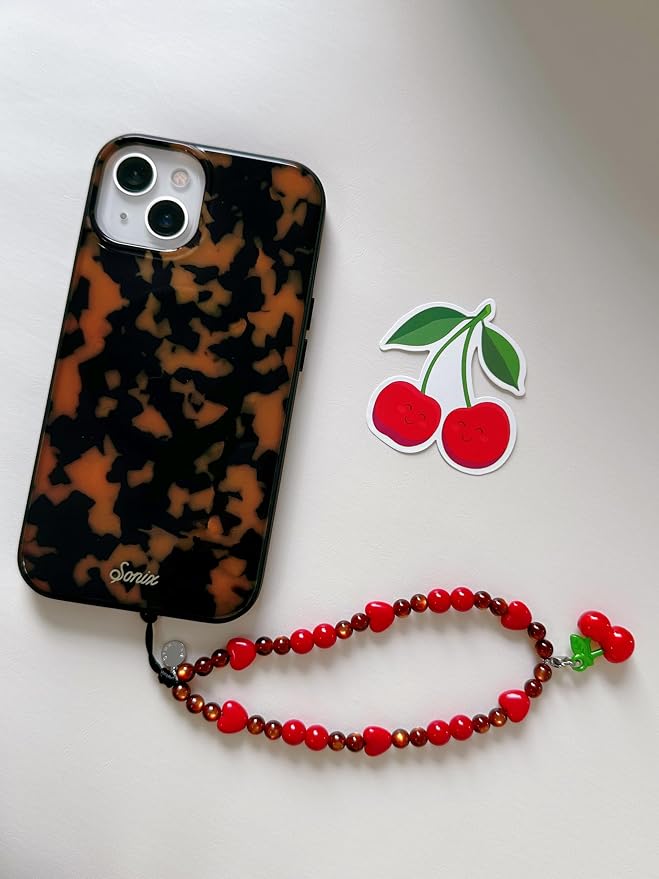 Drawwind Phone Charm Beaded Wristlet Strap Universal Cell Phone Lanyard Cute Bracelet Wrist Strap Beaded Chain String Handmade Accessories for Case Camera Bags (Sweet Cherries) - Image 4