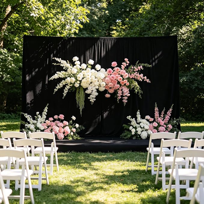 Black Photography Backdrop for Photoshoot, 10x10 Ft Polyester Photo Backdrop Curtains, Black Backdrops Screen for Photo Studio, Video, Content Creators, Birthday Parties Background - Image 4