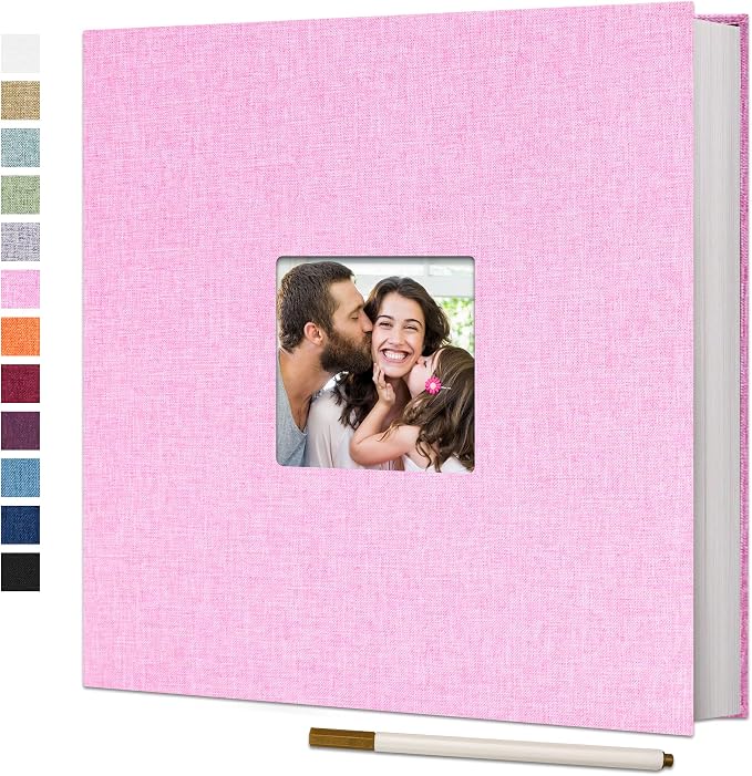 Vienrose Large Photo Album Self Adhesive for 4x6 8x10 Pictures Linen Scrapbook Album DIY 40 Blank Pages with A Metallic Pen | Linen Cover, Scrapbook, Fits 4X6 8X10 Pictures, Metallic Pen Included, Diy by Vienrose