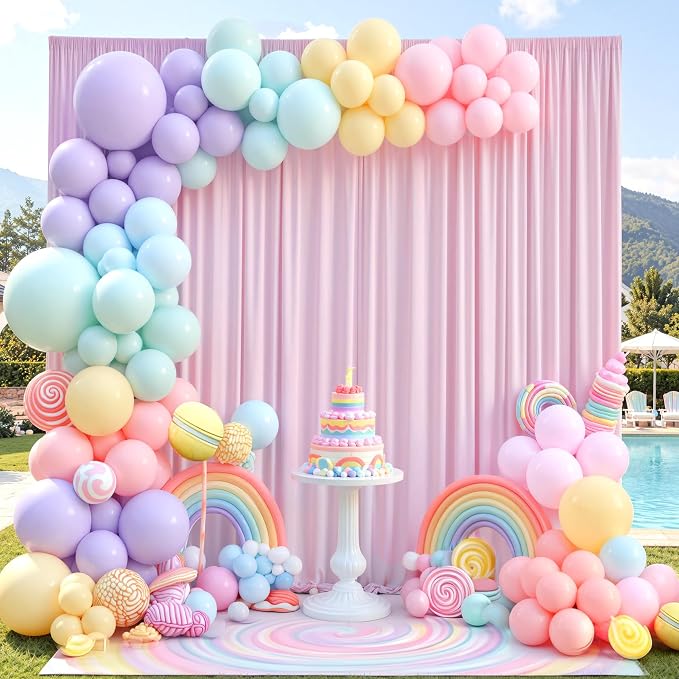 30ftx10ft Wrinkle Free Light Pink Backdrop Curtains for Parties, Silky Polyester Photo Backdrop Drapes 6 Panels 5x10ft Back Drop Cloth for Wedding Birthday Baby Shower Photography Background - Image 6