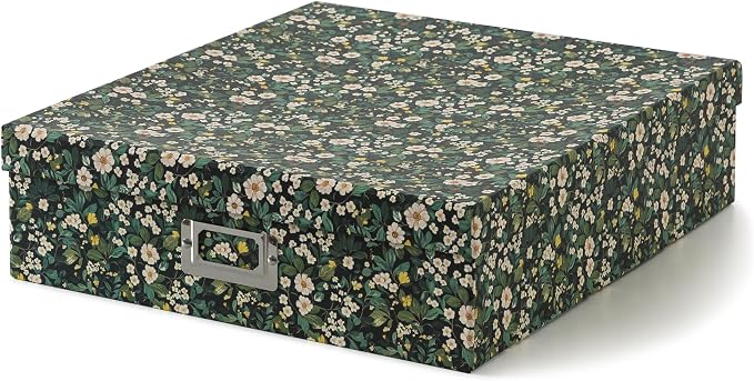 Soul & Lane - Floral Photo Storage Box, 14.8 x 13 x 3.7 In, Forest Blossom | Large Scrapbook Keepsake Memory Organizer with Lid, Decorative Cardboard Storage for Photos, Letters, Albums and Papers by SoulLane
