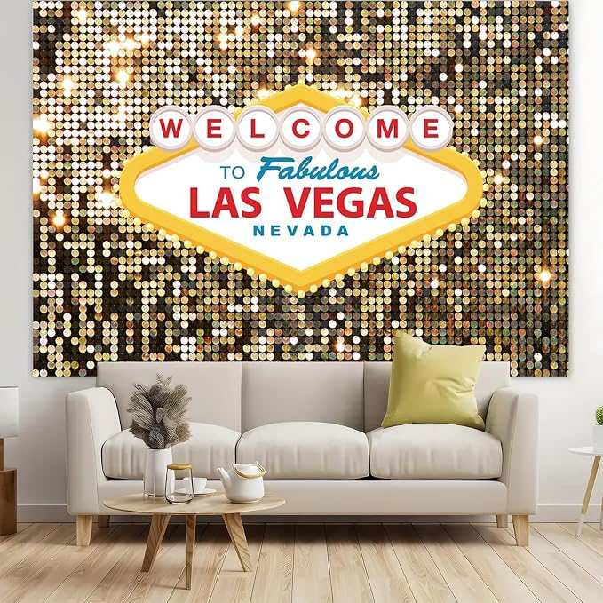 9x6FT Fabulous Casino Photo Backdrops Welcome to Las Vegas Party Poker Movie Themed Photography Background Vintage Costume Dress-up Baby Shower Banner Birthday Prom Ceremony Supplies Props Vinyl - Image 3