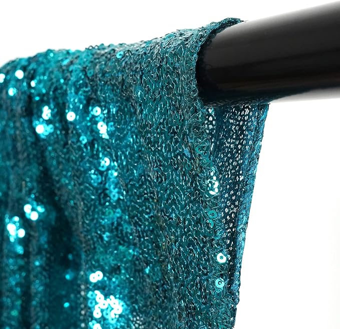 Poise3EHome Teal Sequin Backdrop,8FT x 10FT Sequin Photography Backdrop Curtain for Party Decoration - Image 3